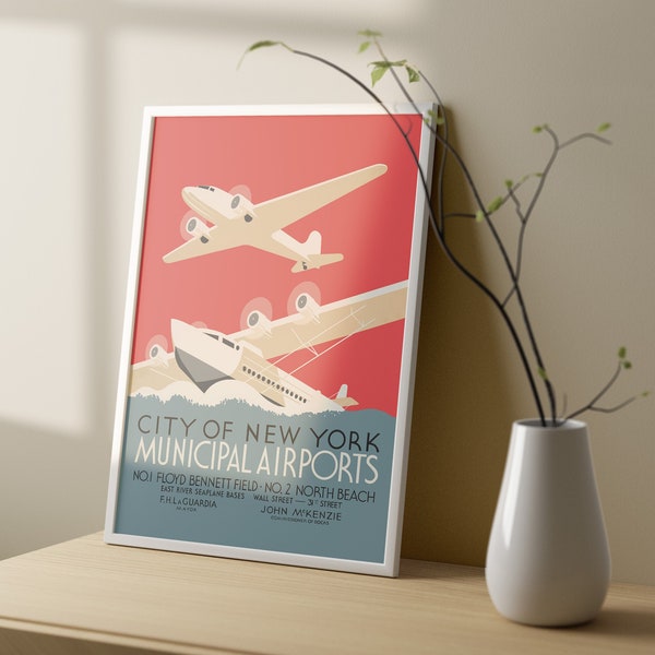 Vintage Art Deco Airplane Wall Art, Art Deco Poster Print Exhibition Print, Digital Download