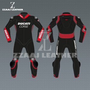 Ducati Black one piece motorbike leather racing suit