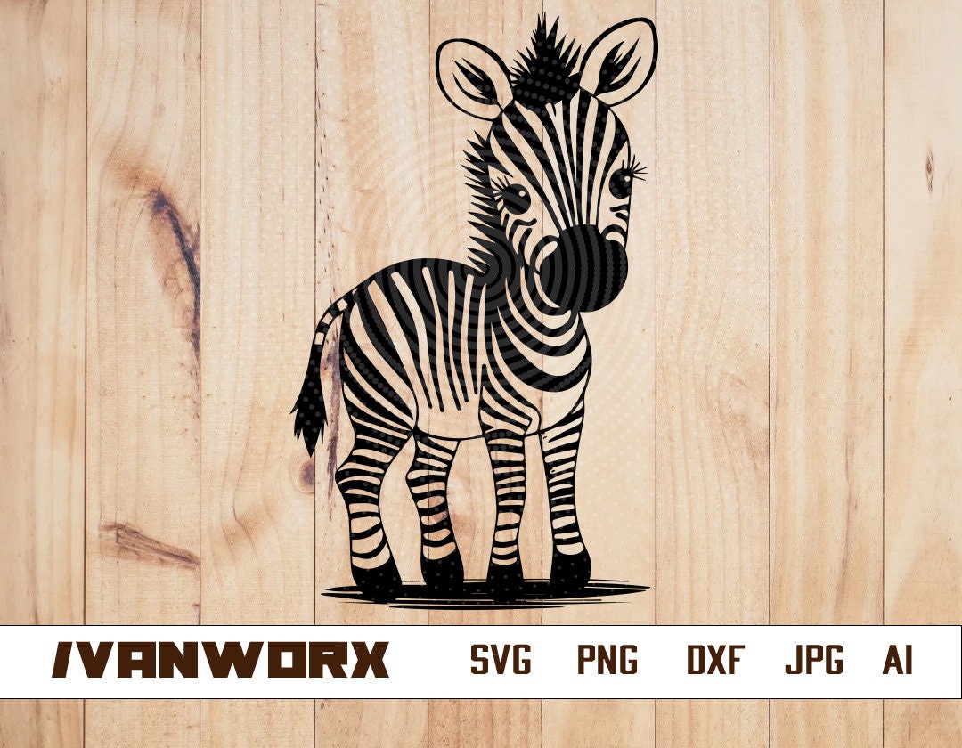 Cute Baby Zebra Svg Baby Animal Clipart Jungle Cut File Zoo Stencil