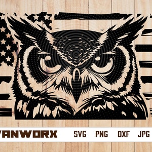 Chouette Svg | Clipart de hibou de nuit | Fichier de coupe animal nocturne | Pochoir oiseau de nuit | T-shirt Symbole de Sagesse | Dreamcatcher Hibou Dxf | PNG