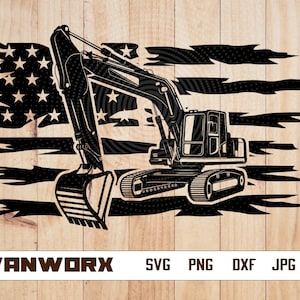 US Excavator svg | Excavator svg | Construction svg |  Excavator Truck | Excavator Tractor | USA Flag svg | Heavy Machinery svg | US Flag