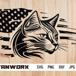 Faccia di gatto USA in formato SVG / Faccia di gatto carina in formato SVG / Amante dei gatti in formato SVG / Gatto in formato SVG / Faccia di animale / Faccia di gatto in formato PNG / File SVG con faccia di gatto per Cricut / Png Dxf Jpg Eps