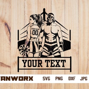 Wrestler with cheerleader svg | Wrestling svg | Personalized name | Wrestler clipart | Wrestler dxf | Wrestler cutting files eps dxf png ai