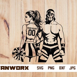 Wrestler with cheerleader svg | Wrestling svg | Personalized name | Wrestler clipart | Wrestler dxf | Wrestler cutting files eps dxf png ai