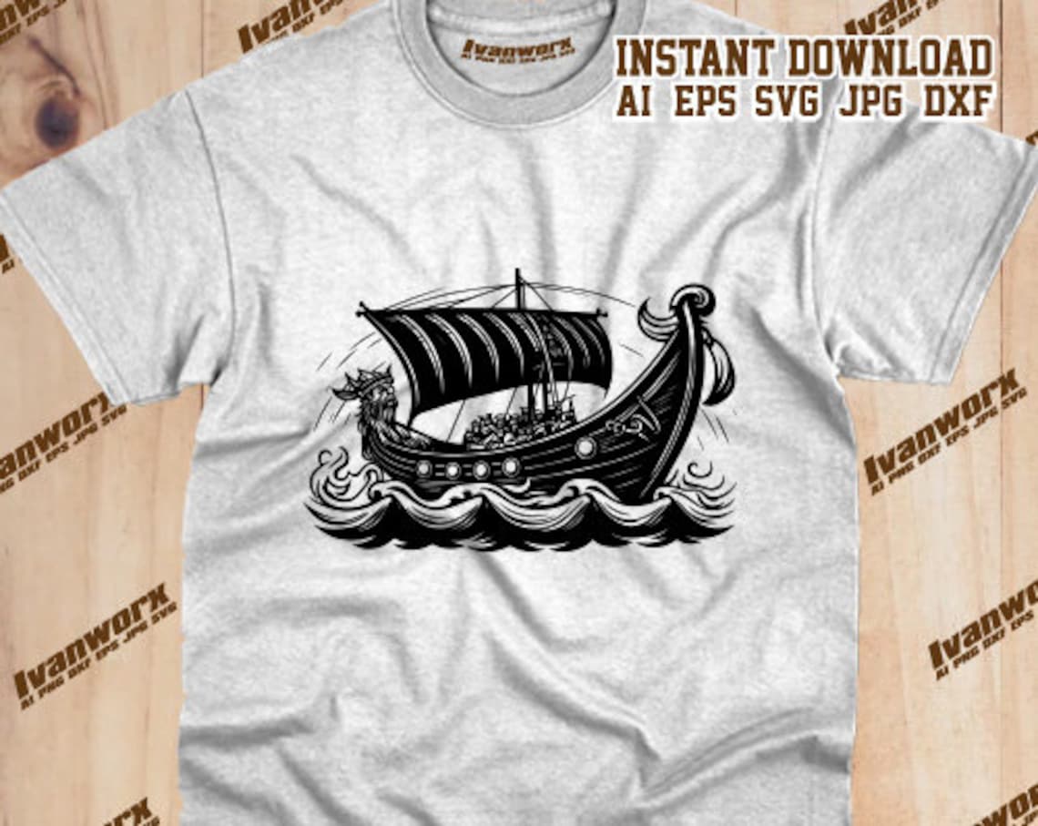 Kiwistar - T-Shirt - gelb - Wikinger Schiff Drachenboot Motiv Bedruckt