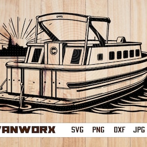 Yacht Svg | Speed Boat Clipart | Luxury Yachts Cut File | Recreational watercraft Stencil | Sailor T-shirt Design | Sailing Boat Dxf | Png