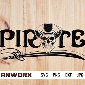 Teschio pirata Svg / Pirata Svg / Teschio Svg / Clipart pirata / File di taglio pirata per silhouette / Vettore pirata / Png Dxf Jpg Eps / Teschio