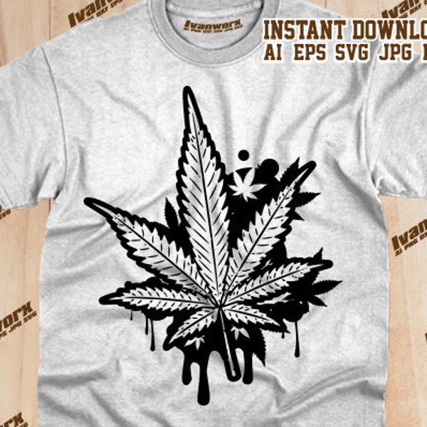 Weed Leaf SVG | Marijuana Leaf SVG | Cannabis Leaf SVG | Cannabis T-shirt Design | Weed Png | Decal | Marijuana Silhouette | 420 Svg