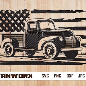 US Vintage Truck Svg | Old Truck Clipart | Vintage Collector Cut File | Antique Cars Stencil | Truck Lover Tshirt Design | Trucker Dxf | Png
