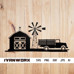 Farm Scene svg | Barn with Truck svg | Farm Scene | Farm png | Farm png | Farm Scene cutfile | Farm Scene Clipart | Farm Scene Stencil
