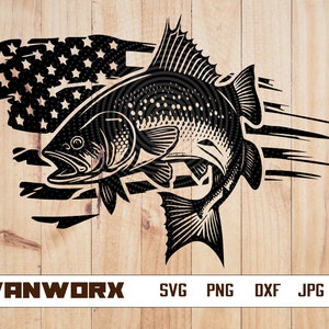 US Bass Fishing Svg File | Us Bass Angling Svg | Bass Fish Svg | US Flag Bass Fish Svg | Svg Png Eps Files for Cricut Silhouette Printable