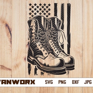 US Combat Boots Svg File || Military Combat Boots Svg || Army Combat Boots || Distressed US Flag svg || American Veteran svg || Cutting file