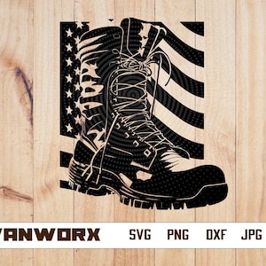 US Combat Boots Svg File || Military Combat Boots Svg || Army Combat Boots || Distressed US Flag svg || American Veteran svg || Cutting file