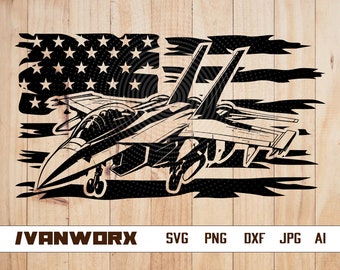 US Fighter Jet SVG | United States Air Force | Air Force Svg | Airplane Pilot Svg | Combat Plane Svg | Svg Files for Cricut and Silhouette