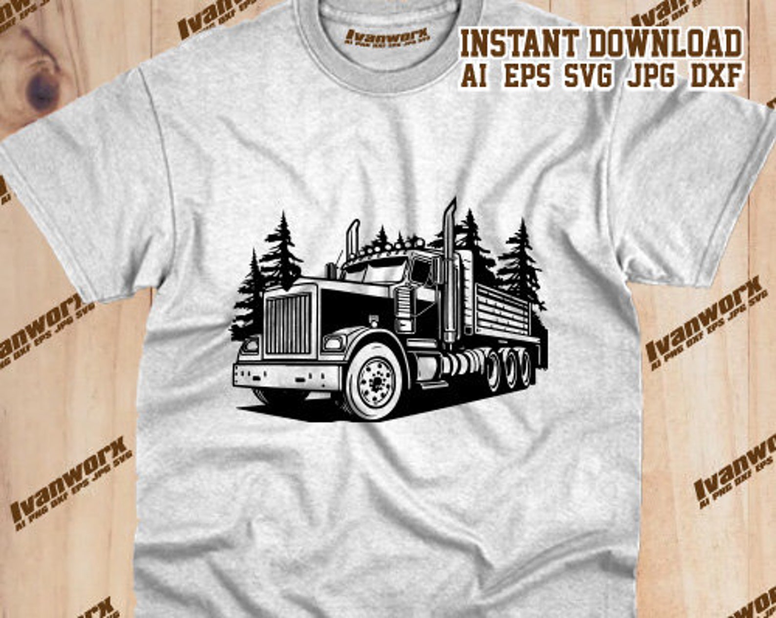 Logging Truck Svg Woodman Dad Gift Idea Lumberjack Vehicle Stencil Log