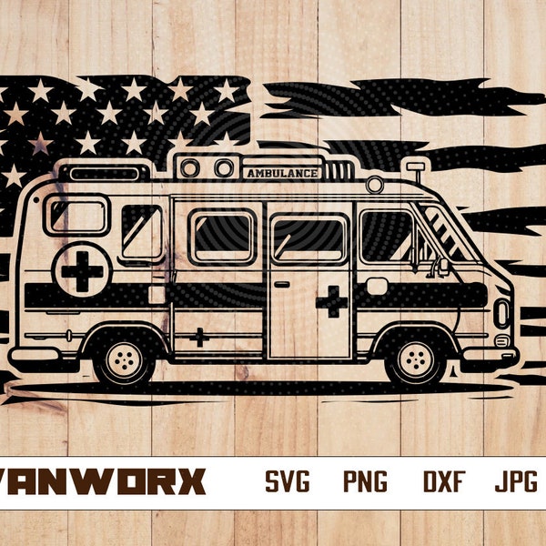 US Ambulance Clipart Svg File | Rescue Svg | Rescue Truck Svg | US Emergency vehicle Svg | Medical Vehicle Svg | US Ambulance Shirt | Eps Ai