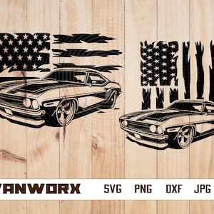 US Classic Car Svg | Retro Car Clipart | Old Car Cut File | Muscle Car Stencil | Vintage Car T-shirt Design | American Sports Car Dxf | Png