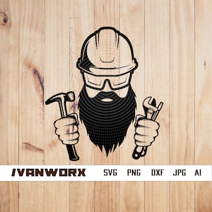 Beard Man Construction svg | Construction Dad T-shirt Design Gift Idea png | Construction Clipart | Construction Cut File | Construction svg