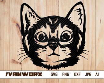 Cute Cat face Svg | Cat face Svg | funny kitty | Cat SVG | Animal face | Cat face  png | Cat face Svg Files for Cricut | Png Dxf Jpg Eps