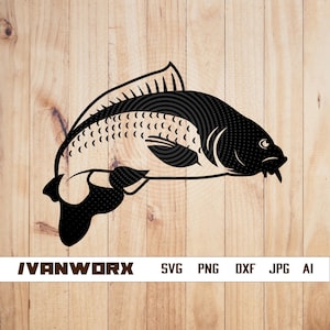 Carp Fish Svg | Fishes Clipart |Fish Cut File | Big mount Fish Stencil | Fishing T-shirt Design | Aquatic Marine Life Dxf | Carp Fishing PNG