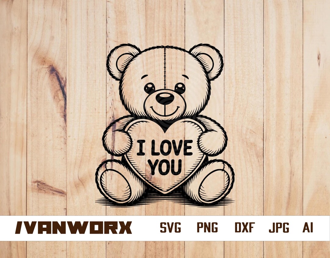Cute Teddy Bear With Heart Svg | Adorable Bear Clipart for Valentine's ...