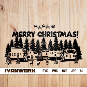Christmas Scene svg / Christmas Village svg / Christmas Scene / Christmas png / Village png / Christmas Village cutfile / Merry Christmas