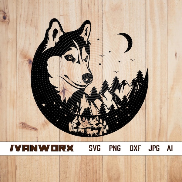 Sled Dog SVG File | Winter Dog | Snow Dog svg | Dogsled svg | Husky svg | Malamute Dog svg | Working Dogs svg | Sled Dog Shirt | Dog Clipart