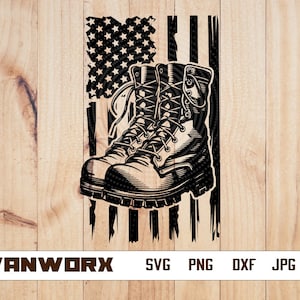 US Combat Boots Svg File || Military Combat Boots Svg || Army Combat Boots || Distressed US Flag svg || American Veteran svg || Cutting file