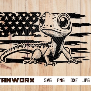 US Gecko svg| Lizard SVG | Reptile SVG | Komodo Lizard png | Gecko png | Cute Gecko clipart | Lizard cutfile | Bearded Dragon stencil | Eps