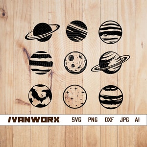 Planets svg | Planets png | Planets Cut file | Planets Clipart | Planets Bundle | Planets dxf| Universe Planets svg | Universe Planets png