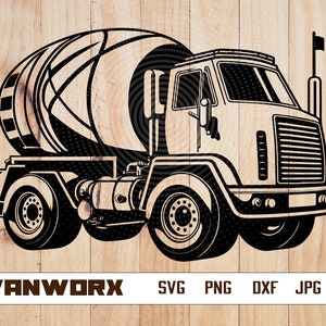 Concrete Mixer Truck Svg | Mixer Truck Clipart | Construction Truck Cut File | Heavy Truck Stencil | Truck Driver svg | Cement Vehicle svg