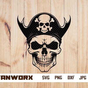 Pirata SVG / Teschio Svg / Teschio Pirata Svg / Clipart Pirata / File di taglio Pirata per Silhouette / Vettore Pirata / Png Dxf Jpg Eps
