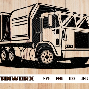 Müll-LKW-Svg | Abfallsammler Clipart | LKW-Operator Cut File | Trash Truck Schablone | Abfallentsorgung Team T-Shirt Design | Dxf | Png