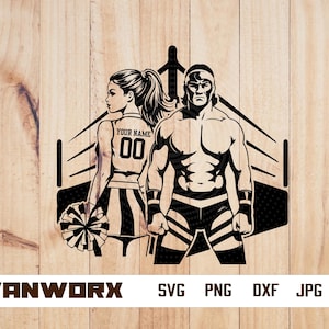 Wrestler with cheerleader svg | Wrestling svg | Personalized name | Wrestler clipart | Wrestler dxf | Wrestler cutting files eps dxf png ai
