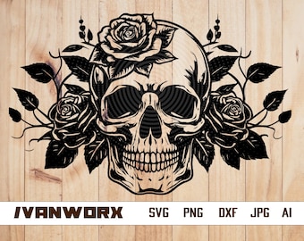 Floral Skull Svg | Skull Svg | Flower Skull Svg | Flower Skull Clip Art | Sugar Skull Svg | Skull Vector |Skull Flower Crown |Skull Cutfiles