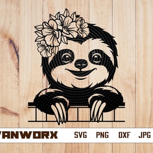 Cute Sloth peeking svg | Sloth svg | Floral Animal svg | Cute Sloth svg | Baby Sloth svg | Sloth Clipart | Sloth svg files for cricut