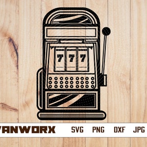 Slot Machine Svg | Lucky Triple Seven Clipart | Casino Cut File | Jackpot Game Stencil | Gambling T-shirt Design | Jackpot Winner Dxf | Png