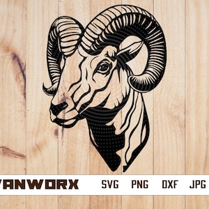 Widderkopf SVG | Widder SVG | Bauernhof Tier Aufkleber Grafik Illustration T-Shirt | Cricut geschnitten Dateien druckbare Clip Art Vektor Digital Dxf Png Eps Ai