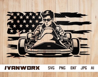 US Go Kart Riding Svg | Go Kart Racing svg | Go Kart Clipart | Go Kart Svg | Go Kart Files for Cricut | Go Kart Svg Files for Silhouette