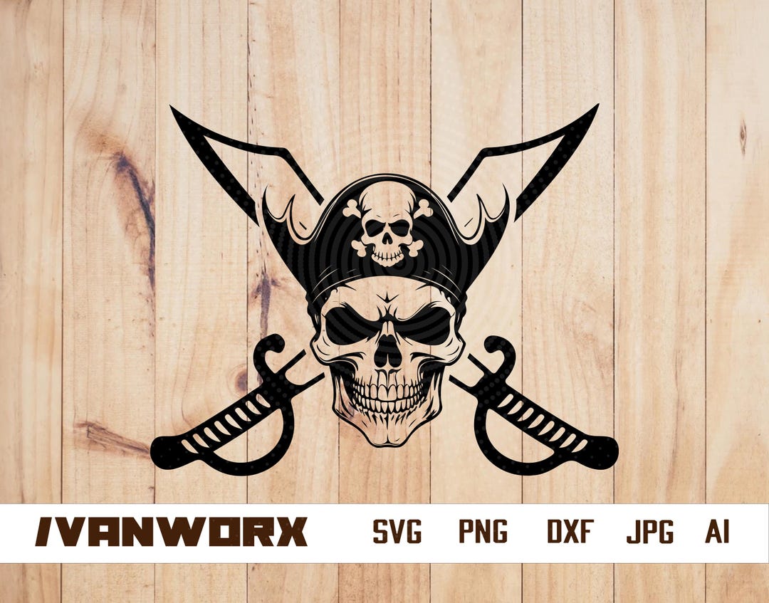 Pirate Skull With Sword Svg | Pirate Clipart | Pirate Vector | Pirate ...