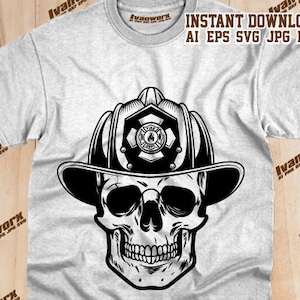 Firefighter Skull Svg File | Firefighter svg | Fireman svg | Firefighter Shirt | Firefighter Png | Firefighter Clipart | 911 Svg | Cut files