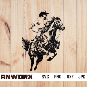 Rodeo Svg | Cowboy png | Western Cowboy Riding Horse svg | Rodeo Cowboy Svg | Horse Svg | Rodeo Png | Cricut & Silhouette | Png Dxf Jpg Eps