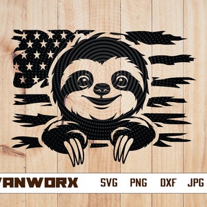 US Sloth SVG | Sloth Clipart | Baby Sloth Svg | Animal Head Svg | Sloth Cut Files | Sloth Peeking svg |Svg Files for Cricut and Silhouette