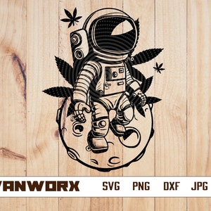 Astronaut Chillin Smoking Weed svg / Rasta Space Dope Cutfile / 420 Shirt png / Cannabis Stencil / Marijuana dxf / Astro High as Moon jpeg
