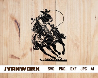 Rodeo Svg | Cowboy Svg | Western Cowboy Riding Horse svg | Rodeo Cowboy Svg | Horse Svg | Rodeo Png | Cricut & Silhouette | Png Dxf Jpg Eps