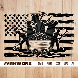 US Mining Scene svg / Miner svg / Mining Scene / Miner Scene png / Miner png / Miner cutfile / Gold Miner Scene svg / Vita mineraria /