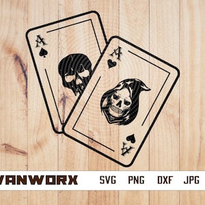 Naipes Svg / As de picas Svg / Cráneo Svg / Grim Reaper Svg / Poker Svg / Naipes Archivos SVG para Cricut / Png Dxf Jpg Eps