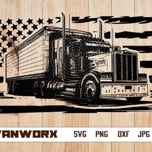 US Semi Truck With Flag Svg, Semi Truck Svg, Truck Svg, Big Truck Clipart, Truck Svg, Truck Cricut, Truck Cutfile, Truck Driver Vector Svg
