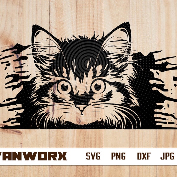 Cute Cat SVG | Curious Kitten Clipart | Cat Svg | Cat Clipart | Peeking face animal vector | Cute Cat Svg Cut Files for Cricut | Png Dxf Eps