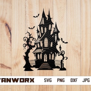 Halloween Haunted House svg | Halloween Geisterhaus Silhouette | Spooky House svg | Fledermäuse SVG | Haus Png | Halloween-Svg-Dateien für Cricut